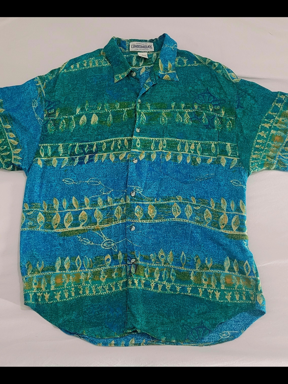 Unionbay y2k 80's 90's Teal & Turquoise Short-Sleeve Button-Up Shirt
